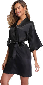 Robe for Women Silky Lightweight Satin Kimono Bride Bridesmaids Wedding Party Robes Dressing Gown Summer Loungewear
