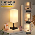 Ambimall Touch Control Table Lamp with USB A+C Charging Ports - 3 Way Touch Lamps Bedside, Nightstand Lamp for Bedrooms, LED Bulb Included(White Shade & Black Base)