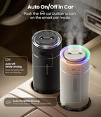 WSKEN Portable Small Humidifier for Bedroom - [Dual Nozzle Large Cool Mist] [Ambiance Lighting] [Car Smart On/Off] Ultrasonic Mini Personal Desk Air Humidifiers for Travel Office Baby Room,Black