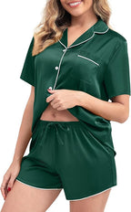 Women's Pajamas Set Sleepwear with Short Sleeve Top & Elastic Waist Shorts