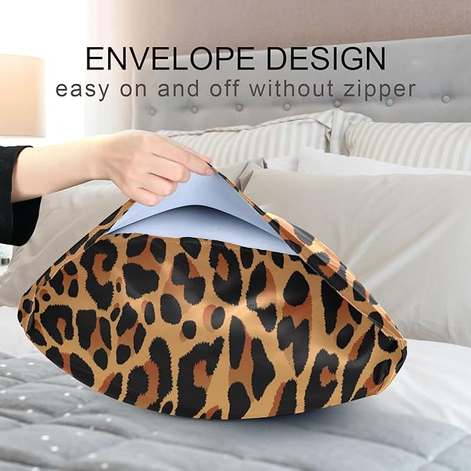 Satin Pillowcase for Hair and Skin, Leopard Print Silk Pillowcase Soft and Cozy Body Pillow Covers, Standard Size Satin Pillow Cases with Envelope Closure(20x26 Inch), 1PC