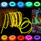 JIGUOOR USB Rechargeable EL Wire 32.8ft/10m (5mx2) Bright Neon Light Strip 360° Illumination Neon Tube Rope Lights for DIY, Festival, Party Decoration, Halloween, Chrismas (32.8ft/10M, Yellow)