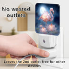 Tropical Bird Night Lights Plug Into Wall, Tropical Serene Water Lily Moon Summer Peach Led Night Lights Plug Into Wall Outlet for Guest Room Basement Office Decor 1pcs