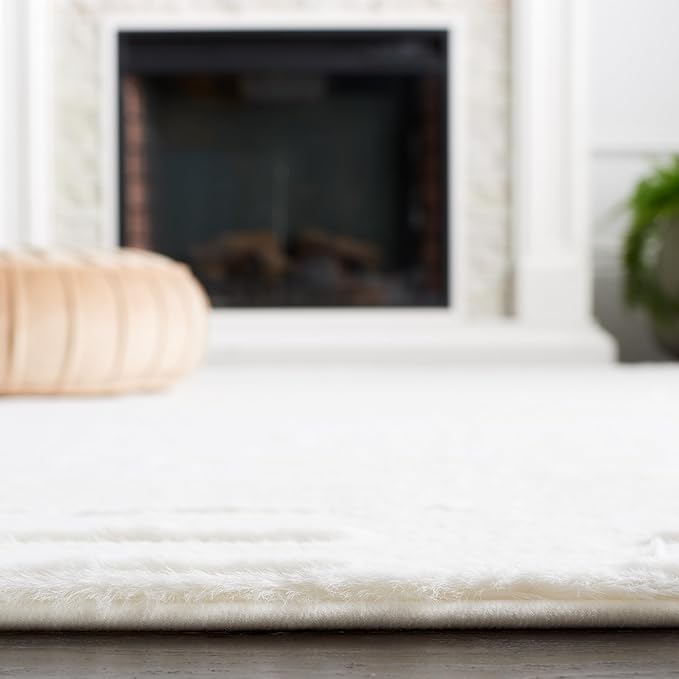 SAFAVIEH Washable Rug Faux Rabbit Fur Shag Collection - 2' x 3', Off-White, Slip Resistant & Easy Cleaning, Ideal for Accent Space, Foyer, Bedside, Bathroom, Nursery, Boys & Girls Room (FRF976A)