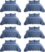IR Imperial Rooms Queen Quilt Bedding Set (90" x 96") - Bulk Pack of 10 Wholesale for Hotels, Guest Bedroom & Airbnbs - Lightweight Microfiber Reversible Embossed Quilts Bedspreads (Light Blue)