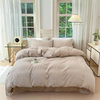 Nayoroom Brown Gingham Duvet Cover Twin Size Tan White Plaid Checkered Duvet Cover Grid Dorm Bedding Set 2 Pieces Soft Lightweight Washed Microfiber Farmhouse Bedding with Pillowcases