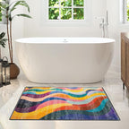 Area Rug 2x3 ft Rug Washable Boho Rugs Non Slip Low Pile Floral Small Carpet for Bedroom, Bedside, Kids Room, Office, Dining Room (Rainbow Pattern, 2x3 ft)