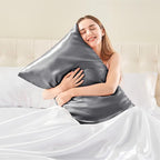 BEDELITE Satin Body Pillow Cover, Super Soft and Cooling Body Pillow Pillowcase for Hair and Skin, Breathable Silky Full Long Pillowcase Cover(20"x54", Dark Grey)