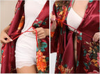 QXQTER Peony Floral Silky Satin Robe Wedding Bridal Party Bride Bridesmaid Robes for Women Dressing Gown Kimono Robe
