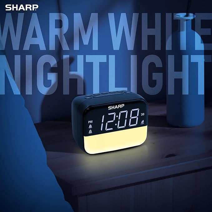 Sharp Multi-Color Bluetooth Alarm Clock with Sleep Sounds, RGB Night Light, Dual Alarms, LED Display with Dimmer, Snooze & Sleep Timer, Bedside Clock with Speaker