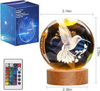 Bird Gifts for You, Large 3D Bird Lamp, Crystal Night Light 16 Color Changing with Remote Control for Bedroom Decor, BirdFigurines