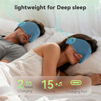 3D Bamboo Cotton Sleep Mask with Bluetooth 5.4 Headphone, Music Wireless Bluetooth Blackout Eye Mask for Side Sleepers, Earphones HD Speaker Microphone for Travel, Gifts for Women Men, Blue