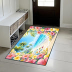 Tropical Flowers Area Rug 2x3 ft Entry Rug Washable Boho Rugs Non Slip Low Pile Floral Door Mat Small Carpet for Bedroom, Bedside, Kids Room, Office, Dining Room