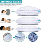 Shredded Memory Foam Pillows 1 Pack, Rayon Derived from Bamboo Pillow Queen Size Set of 1, Cooling Gel Pillows for Sleeping, Adjustable Pillow for Side Stomach and Back Sleepers with Washable Cover