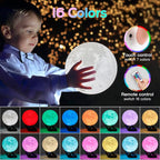BRIGHTWORLD Gifts for Women, 7.1 inch Moon Lamp 3D Printing Moon Light 16 Colors Night Light for Kids Room Home Decor, Gifts for Teen Girls Boys, Mothers Day Gifts Birthday Gifts (Black Hand Stand)