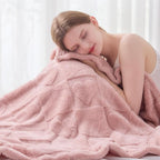 NEWCOSPLAY Super Soft Queen Blanket Pink Love Premium Silky Flannel Fleece 3D Heart Checkered Lightweight Bed Blanket All Season Use (Pink Love, Queen(90"x90"))