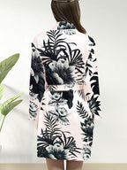 WJing Yi Jia 2Pcs Womens Floral Kimono Robe Silk Robes Bride Bridesmaid Satin Robes Bridal Dressing Gown Silky Bathrobe