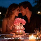 ONXE Birthday Gifts for GF Girlfriend Mom Wife, Flower Cordless Crystal Table Lamp,3-Colour Dimming Rechargeable Forever Rose Bedside Lamp Night Light Anniversary Decor for Women Men