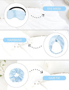 EPLAZA Silk Pajamas for Women Satin Pajamas Set 5 Pcs Long Sleeve Print Pattern Button Down Pjs Sleepwear Loungewear Set
