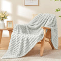 BEDELITE Light Grey Throw Blanket Twin Size for Bed- Super Soft and Warm 3D Checkered Fluffy Fuzzy Fleece Blanket, Luxurious Plush Cozy Blanket for Room Decor Fall and Winter, 60x80 inches