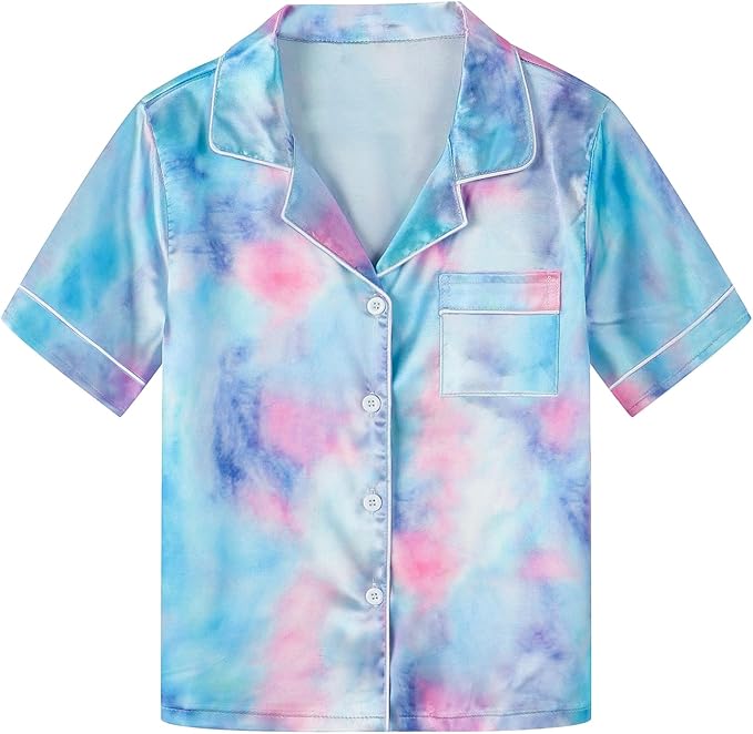 Girls & Womens Satin Pajamas Set, Silk Button-Down Sleepwear 2 Piece Nightwear, 3 Years - Women XXL