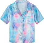 Girls & Womens Satin Pajamas Set, Silk Button-Down Sleepwear 2 Piece Nightwear, 3 Years - Women XXL