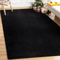 Andecor Shag Area Rug Fluffy Carpets, 5x7 Black Washable Living Room Bedroom Rugs, Soft Fuzzy Indoor Rugs for Dorm Boys Girls Kids Room Nursery Home Decorations