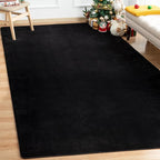 Andecor Soft Area Rug, 4x6 Black Washable Rugs for Living Room Bedroom, Indoor Fluffy Carpets for Dorm Boys Girls Kids Room Nursery Home Decorations