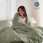 Bare Home Bedding Duvet Cover Oversized Queen - Premium 1800 Super Soft Collection - Lightweight, Cooling - Soft Breathable Bedding Duvet Cover (Oversized Queen, Sage)