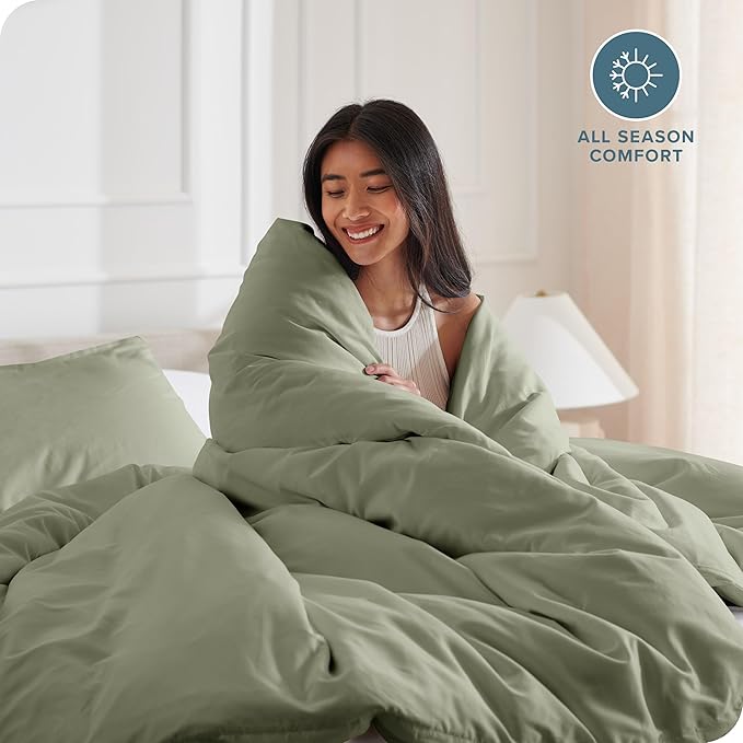 Bare Home Bedding Duvet Cover Oversized Queen - Premium 1800 Super Soft Collection - Lightweight, Cooling - Soft Breathable Bedding Duvet Cover (Oversized Queen, Sage)