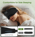 Sleep Mask with Headphones Bluetooth 5.4, LC-dolida Wireless Music Eye Mask for Sleeping Headphones with Soft Bamboo Cotton Cooling Breathable,Ultra-Thin Stereo Speaker for Side Sleepers-Black