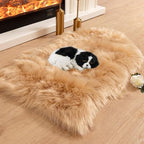 Asrug Faux Fur Dog Rug Pet Mat Ultra Cozy Throw Rug, Luxury Soft Faux Sheepskin Chair Cover Seat Pad Shag Fur Area Rugs, 24 by 36 inches (Khaki)