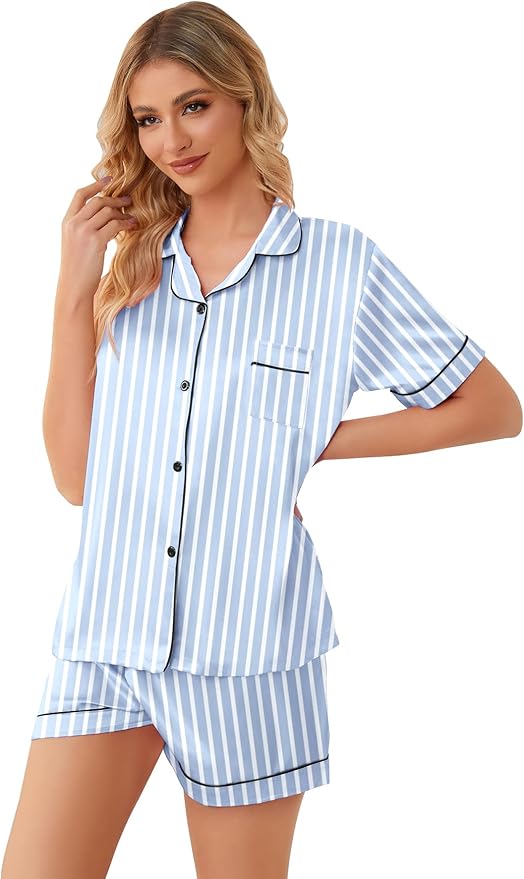 Girls & Womens Satin Pajamas Set, Silk Button-Down Sleepwear 2 Piece Nightwear, 3 Years - Women XXL