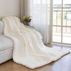Chunky Knit Blanket - Luxury Soft Cozy 40 * 50 Throw Blanket,100% Woven Blanket Rope Knot Throw Blanket for Couch, Sofa, Home Decor, Gift - Machine Washable (Ivory White, 40 * 50)
