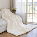 Chunky Knit Blanket - Luxury Soft Cozy 50 * 60 Throw Blanket,100% Woven Blanket Rope Knot Throw Blanket for Couch, Sofa, Home Decor, Gift - Machine Washable (Ivory White, 50 * 60)