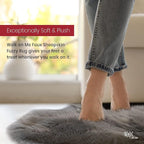 Walk on Me Gray Faux Fur Sheepskin Rug: Ultra Soft, Super Thick, Fluffy 2x3 Feet Pelt for Living Room, Bedroom, or Office, Acrylic, Latex, Non-Slip