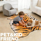 Tiger Print Area Rug, Tiger Rugs 4.6x5.2 Feet Western Rug Non-Slip Animal Print Skin Faux Cashmere Carpet for for Living Room Bedroom Home Decor