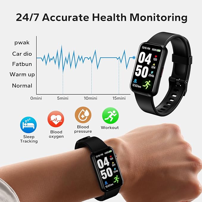 Fitness Smart Trackers with 24/7 Health Monitoring,Heart Rate Sleep Blood Oxygen Monitor/Calorie Steps Counter Pedometer Activity Tracker/Smart Notifications for Men Women