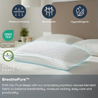Olive + Crate BreathePure™ Adjustable Cooling Shredded Memory Foam Pillow - Breathable Bamboo Viscose Cover for Temperature Control - Gel Pillows for Side Sleepers - Queen Size