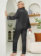 DOLOS Silk Satin Pajama Set for Women Short/Long Sleeve 2-Piece Silky Pajamas for Women Button Down Pjs Sleepwear Loungewear