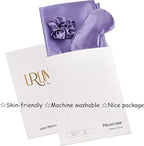 Purple Satin Pillowcase for Hair and Skin, Super Soft Vegan Silk Sleep Set-2 Satin Pillow Cases Standard Size, 1 Eye Mask, 1 Scrunchie, Self Care Essential Satin Night Routine Kit