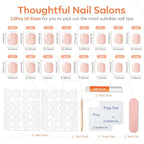 Modelones French Tips Press on Nails, White Short Square Fake Nails, Reusable Nail Kit with Nail Glue Adhesive Tabs Mini Nail File, Spring Nails Press Ons 32Pcs 16 Sizes, Women Girl Gift