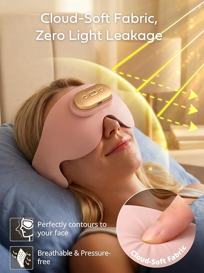 Sleep Headphones for Side Sleepers, Ultra-Thin Adjustable Stereo Speakers, Sleep Mask with Bluetooth 5.4, 64H Playtime, Comfortable for Sleeping, Travel & Meditation, Unique Gifts for Women