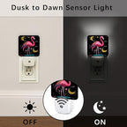 Tropical Bird Night Lights Plug Into Wall, Fanciful Playful Moon Stars Summer Peach Plug in Night Light with Dusk to Dawn Sensor for Living Room Family Room Bedroom Decor 1pcs