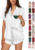 WJing Yi Jia Ruffle Pajama Sets For Women XS-4XL Womens Silk Satin Pajamas Set Silky Sleepwear Pj Sets Nightwear Loungewear