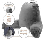 Clara Clark Reading Pillow with Shredded Memory Foam Includes 2 Neck and Lumber Support Pillows, Designed for Sitting Up in Bed and Couch, Back and Arms Adjustable Support for Adults & Teens, Grey