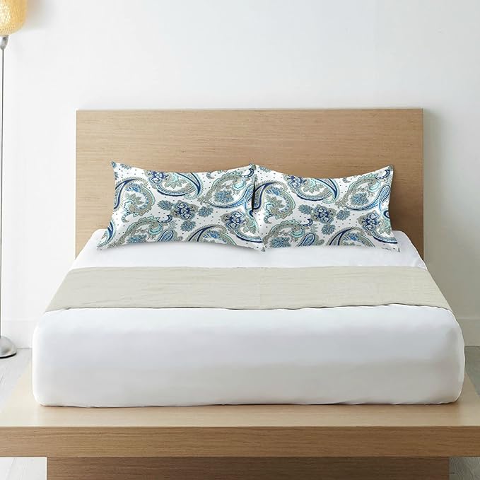 Satin Pillowcase for Hair and Skin, Vintage Floral Paisley Silk Pillowcase Soft and Cozy Body Pillow Covers, Standard Size Satin Pillow Cases with Envelope Closure(20x26 Inch), 1PC