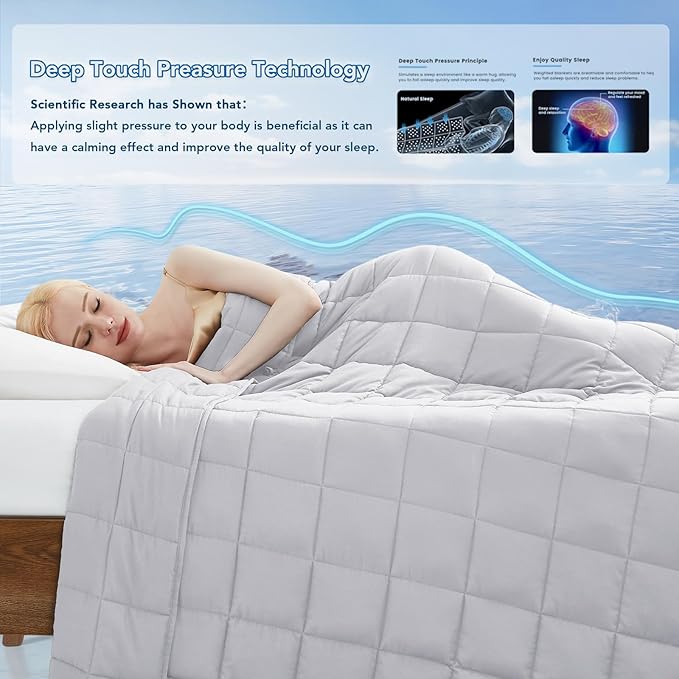 Topcee Weighted Blanket for Adults (15 lbs, 60" x 80") Queen Size Soft Cooling Heavy Blanket Sleeping, Apply to 130-160 lbs Body, Thick Breathable Blanket with Glass Bead, Easy Care