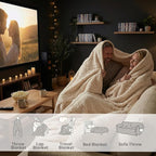 Buttery Soft Knit Throw Blanket 60x80 for Bed or Couch, Reversible Oversized Decorative Blanket, Lightweight Warm Microfiber Knitted Throw for Bedroom, Living Room, Farmhouse Cozy Gift, Ivory White