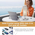 Crystal Table Lamp Set of Two Chrome Dimmable USB Charging Touch Control Bedside Lamps for Night Stands Bedroom Living Room (Bulb Included)